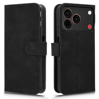 Voor ZTE Nubia A57 4G Leren Hoesje Huidgevoel Anti-val Portemonnee Stand Flip Telefoonhoesje - Zwart