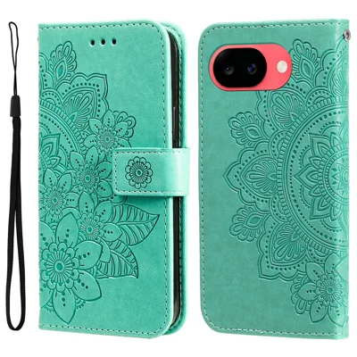 Til Google Pixel 11a Skånfane Blomstermønster PU Læder Wallet Stående Telefonbeskytning - Grøn