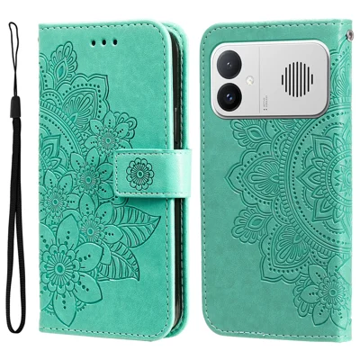 Étui pour Xiaomi Redmi K90 Ultra 5G / Xiaomi Redmi K90 Max 5G, motif floral, en simili cuir avec portefeuille et support, couverture pour téléphone - Vert