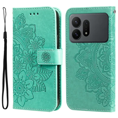 Für Samsung Galaxy S27 Ultra Hülle Blumenmuster PU-Leder Brieftasche Ständer Handyhülle - Grün