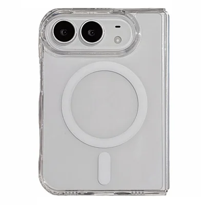 For iPhone Duo Magnetic Case TPU + PC Anti Drop Shockproof Scratch Resistant Phone Cover - Transparent