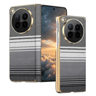 For Oppo Find N6 5G Magnetic Case Hinge Protection Gradient Color Leather + PC Shockproof Phone Cover - Black