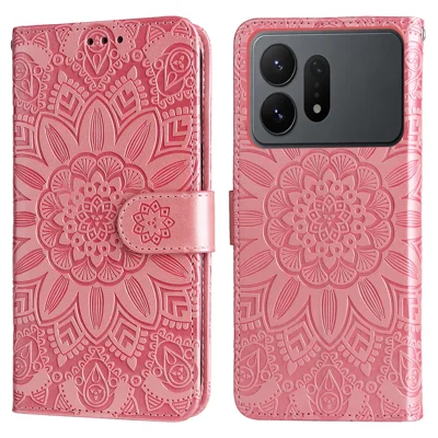 Für Samsung Galaxy S27 Ultra Hülle Sonnenblumen-Imprint Leder-Portemonnaie-Handyhülle - Rosa