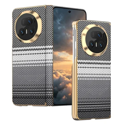 Funda magnética para Honor Magic V5 5G con protección de bisagra, funda de cuero + PC a prueba de golpes con color degradado - Negro