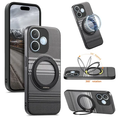 Magnetische Hülle für Oppo A5 Pro 5G (Global) / A5 Pro 4G (Global) / A5 Energy 5G (China), Drehbarer Ständer aus PU-Leder + PC + TPU Handyhülle – Schwarz