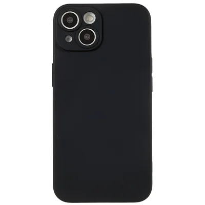 For iPhone 14 Plus Precise Cutout Camera Protection Phone Case Liquid Silicone Texture Soft TPU Arc Edge 2.0mm Thick Shockproof Cover - Black