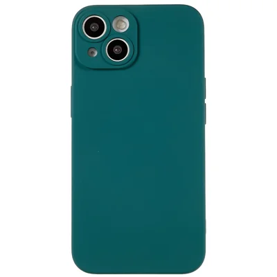 Für iPhone 14 Flüssigsilikon Textur Soft Touch TPU Case 2,0 mm dick Präzisionsausschnitt Kameraschutz Arc Edge Handyhülle - Mitternachtsgrün