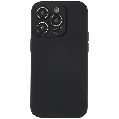 Pour iPhone 14 Pro Max Découpe Précise Texture en Silicone Liquide Étui Rigide Arc Bord 2.0mm Épaisseur TPU Anti-Rayures Housse de Téléphone - Noir