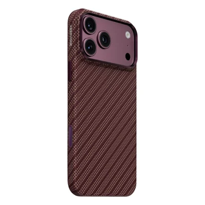 KEEPHONE TITAN ARAMID Series for iPhone 18 Pro Max  /  17 Pro Max Magnetic Case Ultra Thin Aramid Fiber + TPU Buttons Phone Back Cover - Burgundy Robin