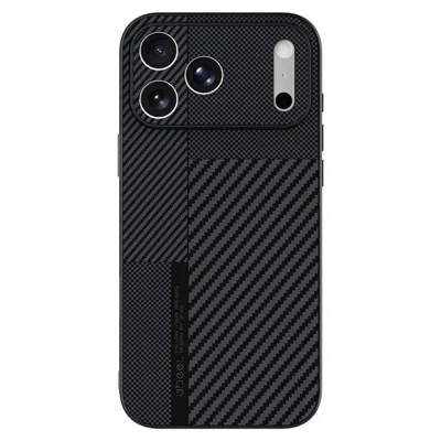 ABEEL For iPhone 18 Pro  /  17 Pro Light Armor Magnetic Case Lyocell Fiber Leather + PC + TPU Anti Drop Phone Back Cover - Rectangular Grid Fiber