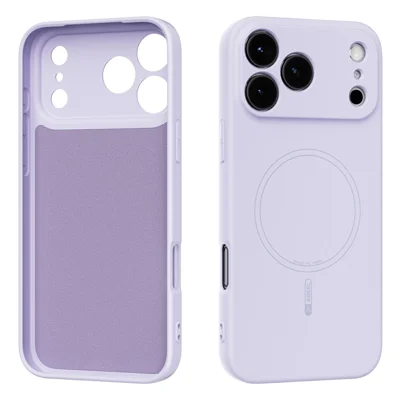 ABEEL til iPhone 18 Pro Max Magnetisk Case Skind Berøring Væske Silikone Telefon Bagside - Lilla