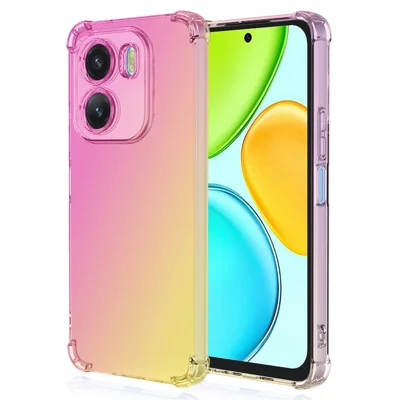 Funda para Honor X6e 4G, Funda de Teléfono Anticaídas de TPU con Color Degradado - Rosa / Dorado