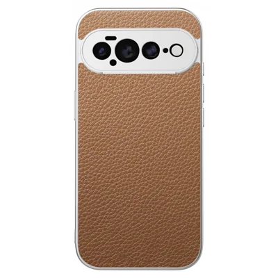 Für Google Pixel 11 Pro Hülle Litschi-Textur PU-Leder beschichtetes PC + TPU stoßfestes Handy-Backcover - Braun