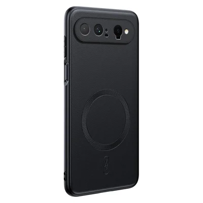 For Huawei Pura X View Magnetic Case Leather Coated TPU + PC Phone Cover - Black