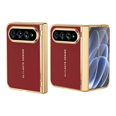 For Xiaomi 18 Fold Case with Screen Protector PC + PU Electroplated Full Protection Phone Cover - Red