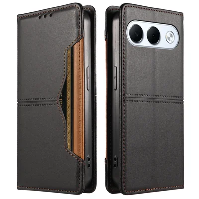  For Oppo A7 Pro 5G Wallet Case External Card Slot Magnetic Closing Leather Phone Cover - Black