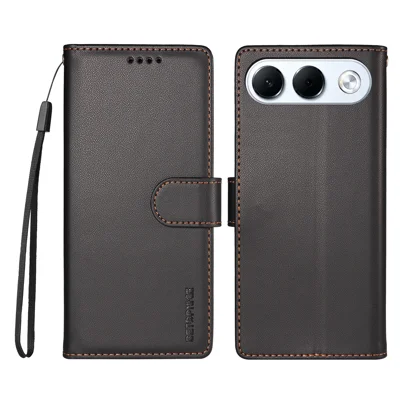  BETOPNICE for Oppo A7 Pro 5G 006 Case RFID Blocking Wallet Stand Leather Phone Cover with Wrist Strap - Black