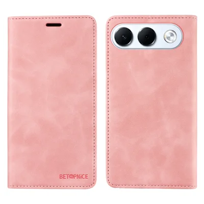  BETOPNICE for Oppo A7 Pro 5G Case  Magnetic Closure RFID Blocking Wallet Stand Leather Phone Cover - Pink