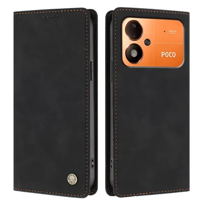  For Xiaomi Poco M8 Power 5G Case HX RFID Blocking Wallet Stand Leather Flip Phone Cover - Black