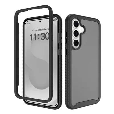 Чехол для Samsung Galaxy S26 FE / S25 FE, матовый прозрачный, антиотпечатки, защитный чехол из поликарбоната и ТПУ 2 в 1 — черный