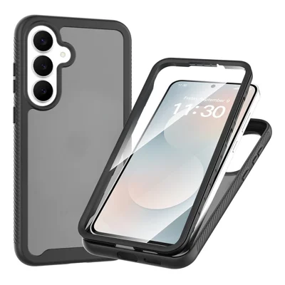 Чехол для Samsung Galaxy S26 FE / S25 FE, матовый прозрачный, задняя крышка из поликарбоната и термопластичного полиуретана с пленкой PET - Черный