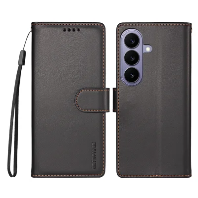 BETOPNICE for Samsung Galaxy S27 006 Case RFID Blocking Wallet Stand Leather Phone Cover with Wrist Strap - Black
