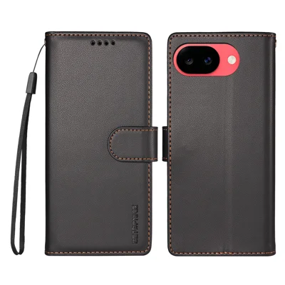  BETOPNICE for Google Pixel 11a 006 Case RFID Blocking Wallet Stand Leather Phone Cover with Wrist Strap - Black