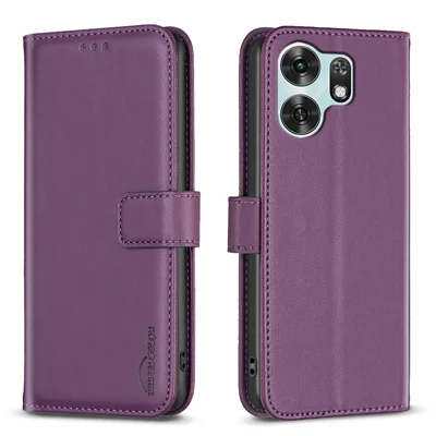  BINFEN COLOR for Honor X6d 5G BF17 Phone Case Wallet Folio Flip Leather Cover - Dark Purple