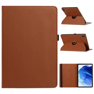 Tablet Case for Samsung Galaxy Tab S10+ / Tab S9+ / Tab S9 FE+ , PU Leather Rotating Stand Card Slots Cover - Brown