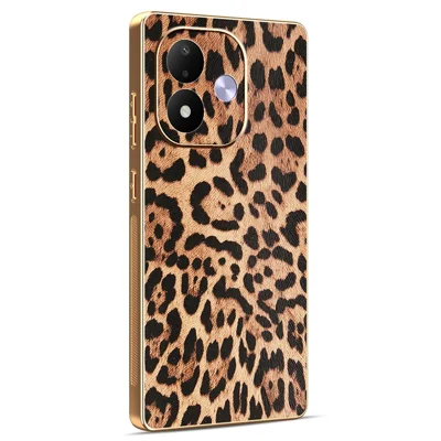 Phone Case For Xiaomi Redmi Note 17 5G (Global)  /  17 4G (Global)  /  17 (India / China) 5G PU Leather Coated PC + TPU Electroplating Phone Cover - Leopard Print