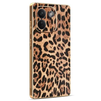 For iaomi Redmi Note 17 Pro Max 5G  /  17 Pro+ 5G Phone Case PU Leather Coated PC + TPU Electroplating Phone Cover - Leopard Print
