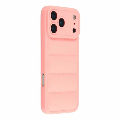 For iPhone 18 Pro Max / 17 Pro Max TPU Case Down Jacket Design Shock-Absorbent Phone Cover - Pink