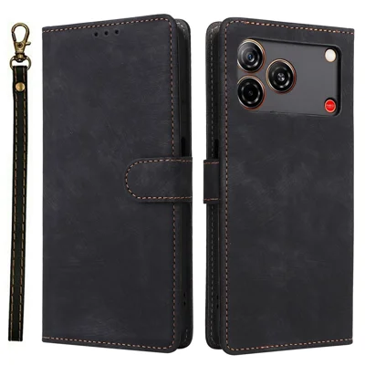 For ZTE Nubia A57 4G / A57 Pro 4G Wallet Case RFID Blocking PU Leather Phone Cover Stand with Strap - Black