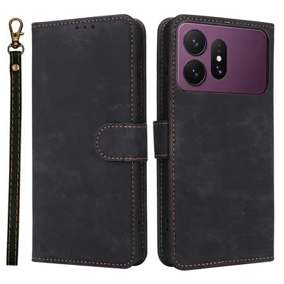 For Samsung Galaxy S27 Ultra Wallet Case RFID Blocking PU Leather Phone Cover Stand with Strap - Black