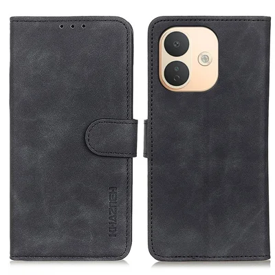 KHAZNEH voor Xiaomi Redmi Note 17 Pro 5G Hoes PU Leer Retrostructuur Telefoonhoes - Zwart