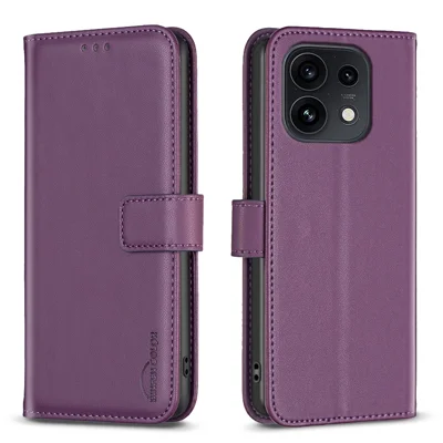 BINFEN COLOR para Oppo Reno16 5G (Global) / Oppo Reno16 Pro 5G (Global) Capa de Telemóvel BF17 Carteira Folio Capa em Pele - Roxo Escuro