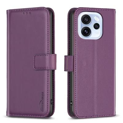  BINFEN COLOR for Oppo Reno15c 5G (China) / Oppo Reno15 Pro 5G (Global) / Oppo Reno15 5G (China) / Oppo Reno15 5G (Global) BF17 Phone Case Wallet Folio Flip Leather Cover - Dark Purple