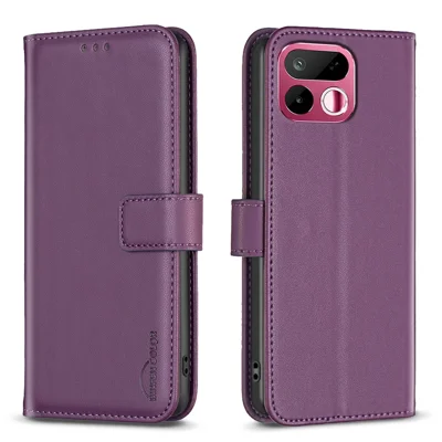 BINFEN COLOR til Realme 16T 5G BF17 telefonbeskytter Wallet Folio Flip Læderdæksel - Mørk Lilla