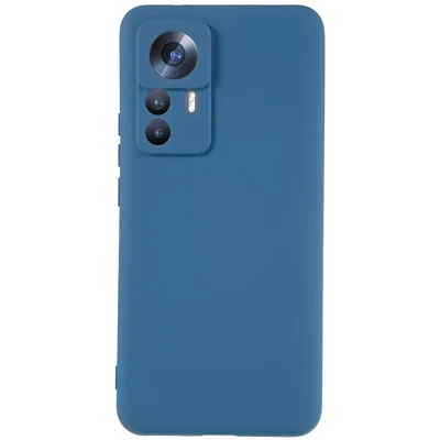 For Xiaomi 12T Pro 5G Soft TPU Anti-Fingerprint Phone Case Liquid Silicone Texture 2.0mm Thick Arc Edge Shock Absorption Protective Cover - Blue