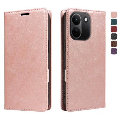  For Xiaomi Redmi Note 17 Pro+ 5G / Xiaomi Redmi Note 17 Pro Max 5G Wallet Case RFID Blocking Card Slots Stand Magnetic Closure Leather Phone Cover - Rose Gold