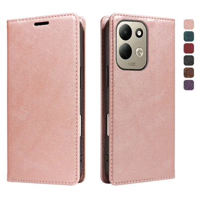 Für Xiaomi Redmi 17 5G / Xiaomi Redmi 17 4G Brieftaschenhülle mit RFID-Schutz, Kartensteckplätzen, Ständer, magnetischer Schließung und Ledertasche - Roségold
