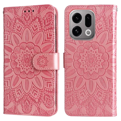  For Oppo Find X10 E 5G Case Sunflower Imprint Leather Wallet Phone Cover - Pink