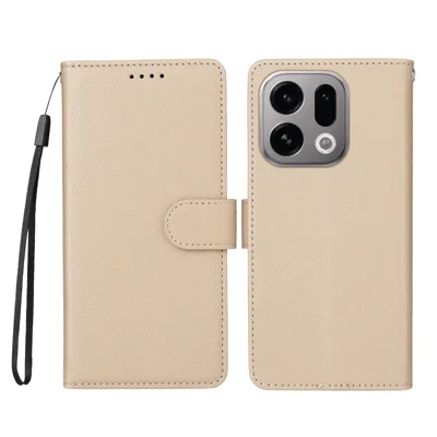  For Oppo Find X10 E 5G Case RFID Blocking 3 Card Slots PU Leather Phone Cover with Wrist Strap - Creamy White