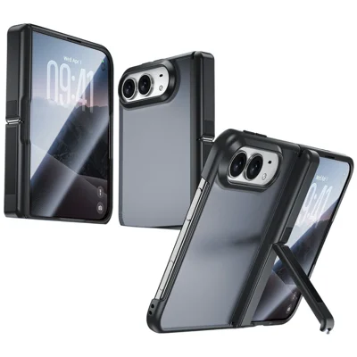 For iPhone Duo Case Kickstand Soft Touch Anti-Drop PC Phone Cover Built-in HD Tempered游戏副本 Screen Protector - Sort