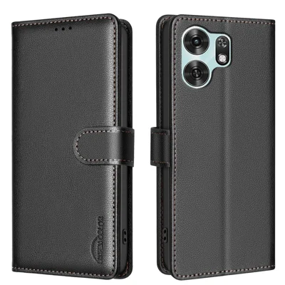  BINFEN COLOR for Honor X6d 5G BF32 Leather Case Wallet RFID Blocking Phone Cover - Black