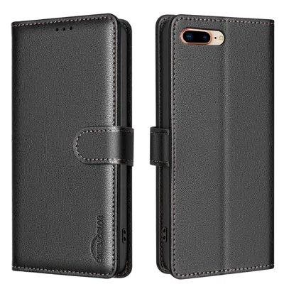  BINFEN COLOR per iPhone 6s Plus 5,5 pollici / iPhone 7 Plus 5,5 pollici / iPhone 8 Plus 5,5 pollici / iPhone 6 Plus 5,5 pollici BF32 Custodia in Pelle Portafoglio con Blocco RFID - Nero