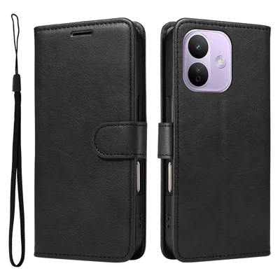 For Xiaomi Redmi Note 17 Pro 5G Læderwallet Case med bøjle Solid farve telefonstanddæksel - Sort