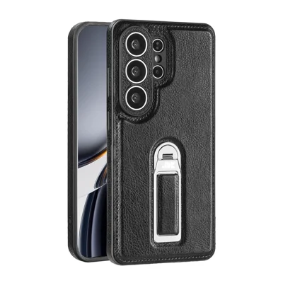 JINDUKA J38 for Samsung Galaxy S25 Ultra Case Kickstand PU Leather + PC + TPU Phone Cover - Black