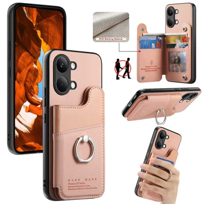 For Xiaomi Poco X8 Pro Max 5G / Redmi Turbo 5 Max 5G Case with Card Holder Kickstand Leather + TPU + PC Phone Cover - Pink