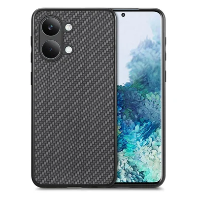 Til Xiaomi Poco X8 Pro Max 5G / Redmi Turbo 5 Max 5G hylse med struktur af kulfiber, PU-læder + PC + TPU telefondæksel - Sort
